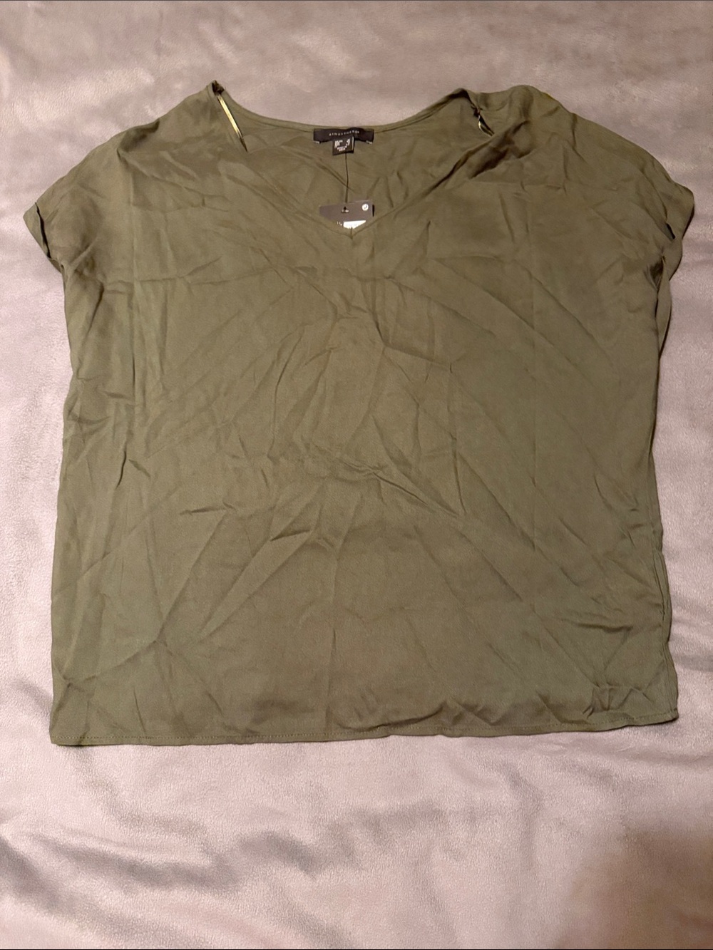 Atmosphere Olive Green Short Sleeve V-Neck Top